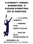 X OTWARTY TURNIEJ BADMINTONA O PUCHAR DYREKTORA ZST W CIESZYNIE