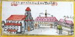 Plac Kościelny po 1709, rysunek J. B. Wernera