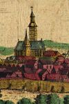 Kościół parafialny na terenie obecnego placu Teatralnego, fragment Panoramy Cieszyna, miedzioryt Le Rouge'a wg Meriana XVIII, ze zbiorów <a href='http://www.muzeum-cieszyn.ox.pl/' target=_blank>MSC</a>