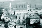 Fragment panoramy Cieszyna od strony zachodniej, w środku fasada głowna synagogi gminnej, fot. ok. 1890r<br>ze zbiorów Muzeum Śląska Cieszyńskiego