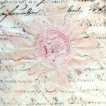 Pieczęć opłatkowa Katarzyny Sydonii z dokumentu sprzedaży cechowi piekarzy w Cieszynie 18 kramów w r. 1580 ze zbiorów APCieszyn ZDPiP S. 102 fot. R. Karpińska