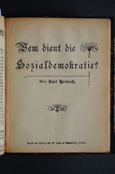 Karl Herdach, Wem dient die Sozialdemokratie?, Warnsdorf 1898